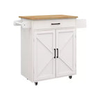 sumyeg Rolling Kitchen Cart with Adjustable Shelves, Towel Rack and Wood Top for Storage