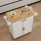 sumyeg Carrello da Cucina su Ruote con Ripiani Regolabili, Portasciugamani e Piano in Legno per l'Organizzazione