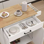 sumyeg Carrello da Cucina su Ruote con Ripiani Regolabili, Portasciugamani e Piano in Legno per l'Organizzazione