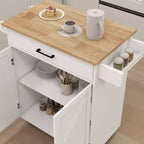 sumyeg Carrello da Cucina su Ruote con Ripiani Regolabili, Portasciugamani e Piano in Legno per l'Organizzazione
