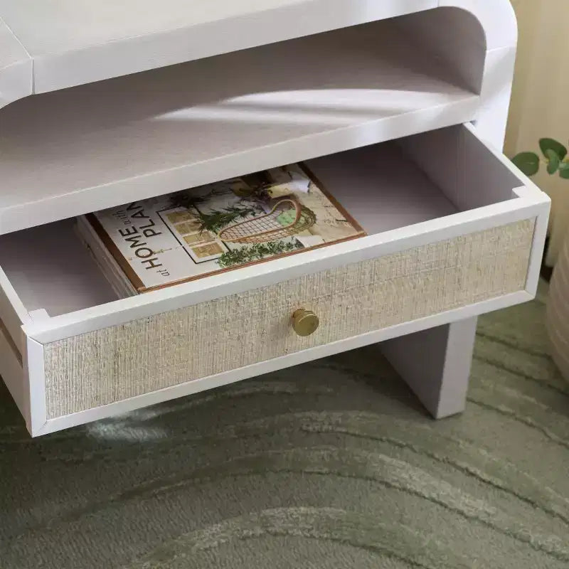 Comodino Prisha a 1 Ripiano e 1 Cassetto - NST6611 - Bianco Patinato - Safavieh