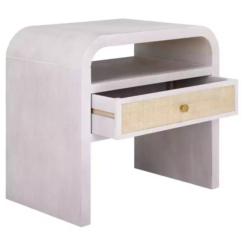 Comodino Prisha a 1 Ripiano e 1 Cassetto - NST6611 - Bianco Patinato - Safavieh