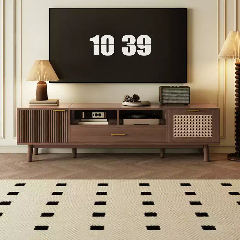 Mobile porta TV JVNOXK in legno alla moda per TV da 75 pollici, mobile TV con anta a chiusura ammortizzata e armadietto con anta a ribalta, console TV moderne per soggiorno
