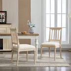 GDFStudio Guo Mid-Century Modern Rubberwood Linen Upholstered Dining Chairs (Set of 2)