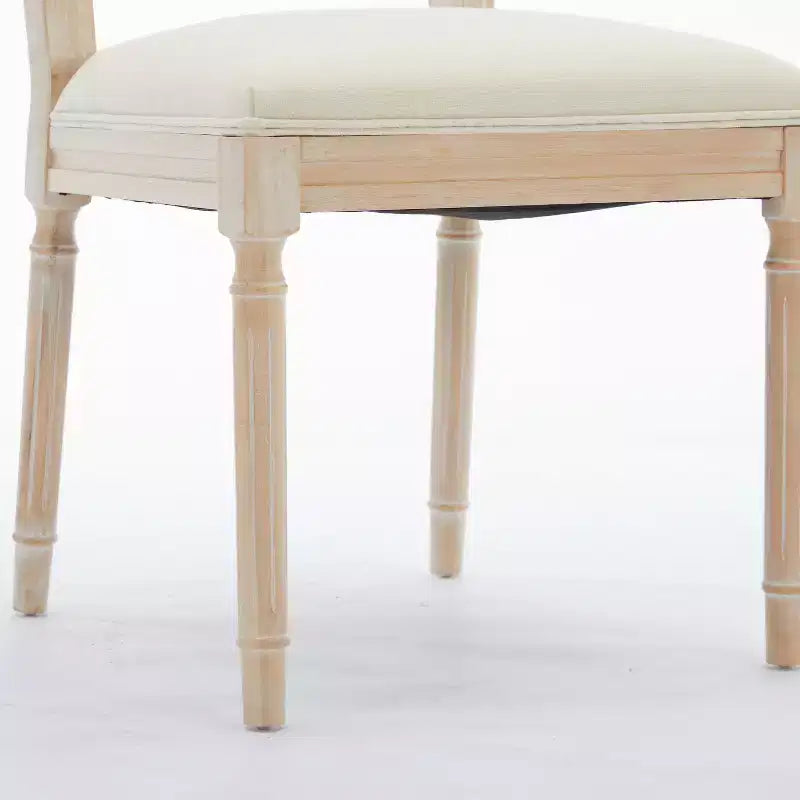 Chaises de salle à manger GDFStudio Guo en bois d'hévéa avec revêtement en lin, style moderne du milieu du siècle (Lot de 2)