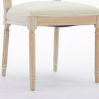 Chaises de salle à manger GDFStudio Guo en bois d'hévéa avec revêtement en lin, style moderne du milieu du siècle (Lot de 2)