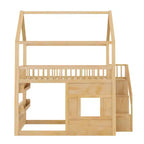 Whisen Letto a Capanna in Legno Full Size con Ripiano Incorporato, Costruzione Robusta, Spondine di Sicurezza