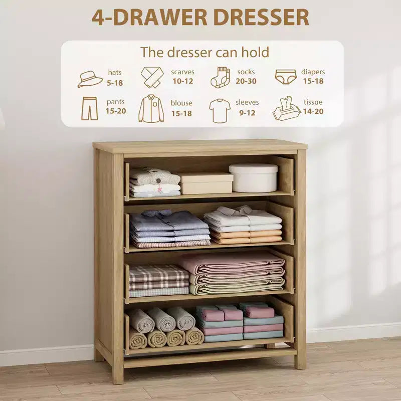 Cassettiera alta a 5 cassetti, Cassettiera in rattan, Cassettiera a 5 cassetti con armadio per vestiti, Organizer per cassetti per camera da letto, soggiorno, corridoio, rovere