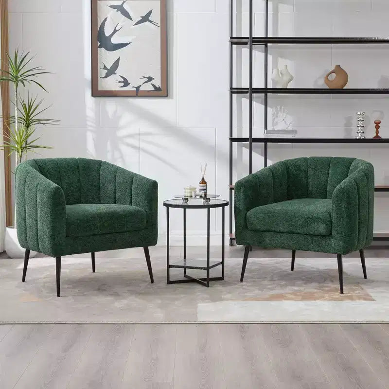 TUYOHW 30 Poltrona accent moderna con schienale trapuntato a canali, poltrona relax imbottita con gambe in metallo, comoda poltrona per soggiorno, camera da letto