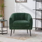 TUYOHW 30 Poltrona accent moderna con schienale trapuntato a canali, poltrona relax imbottita con gambe in metallo, comoda poltrona per soggiorno, camera da letto