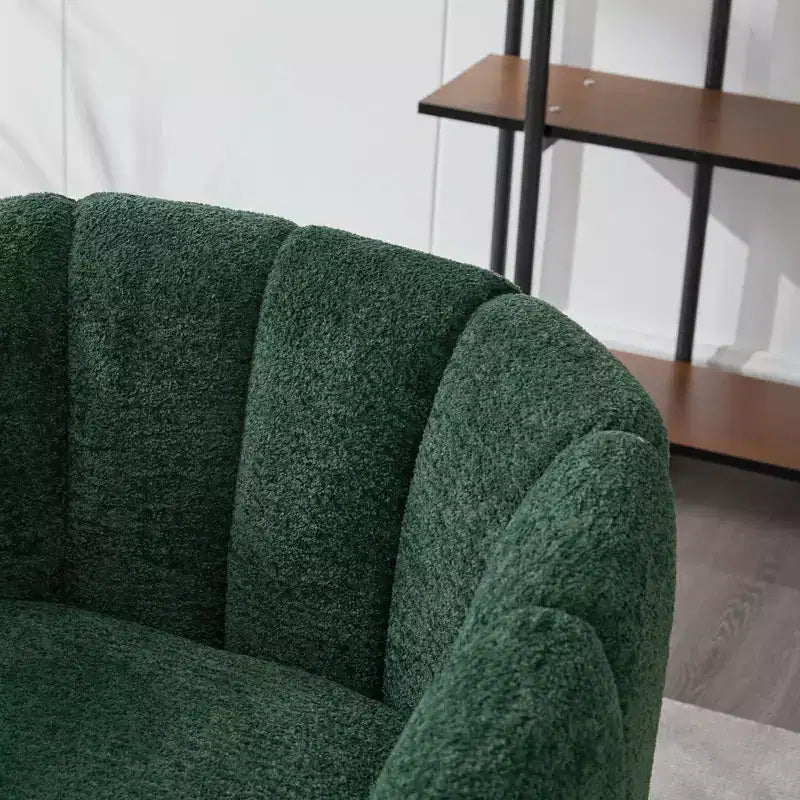 TUYOHW 30 Poltrona accent moderna con schienale trapuntato a canali, poltrona relax imbottita con gambe in metallo, comoda poltrona per soggiorno, camera da letto