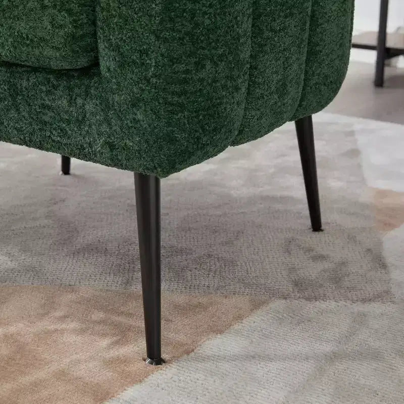 TUYOHW 30 Poltrona accent moderna con schienale trapuntato a canali, poltrona relax imbottita con gambe in metallo, comoda poltrona per soggiorno, camera da letto