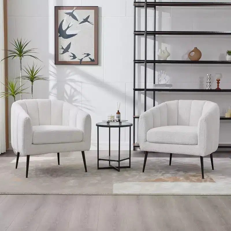 TUYOHW 30 Poltrona accent moderna con schienale trapuntato a canali, poltrona relax imbottita con gambe in metallo, comoda poltrona per soggiorno, camera da letto