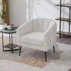 TUYOHW 30 Poltrona accent moderna con schienale trapuntato a canali, poltrona relax imbottita con gambe in metallo, comoda poltrona per soggiorno, camera da letto