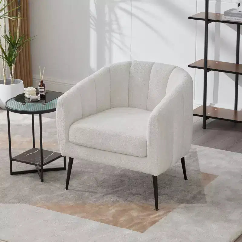 TUYOHW 30 Poltrona accent moderna con schienale trapuntato a canali, poltrona relax imbottita con gambe in metallo, comoda poltrona per soggiorno, camera da letto