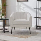 TUYOHW 30 Poltrona accent moderna con schienale trapuntato a canali, poltrona relax imbottita con gambe in metallo, comoda poltrona per soggiorno, camera da letto