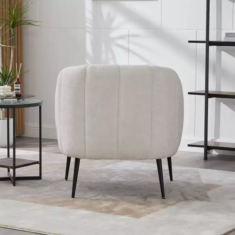 TUYOHW 30 Poltrona accent moderna con schienale trapuntato a canali, poltrona relax imbottita con gambe in metallo, comoda poltrona per soggiorno, camera da letto
