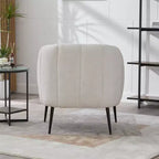TUYOHW 30 Poltrona accent moderna con schienale trapuntato a canali, poltrona relax imbottita con gambe in metallo, comoda poltrona per soggiorno, camera da letto