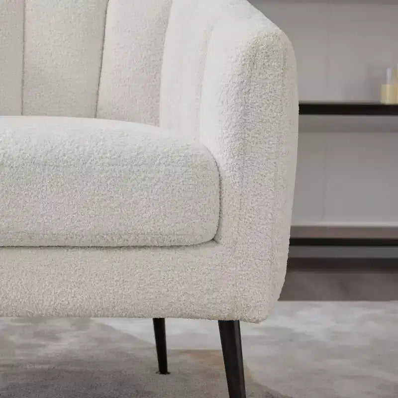 TUYOHW 30 Poltrona accent moderna con schienale trapuntato a canali, poltrona relax imbottita con gambe in metallo, comoda poltrona per soggiorno, camera da letto