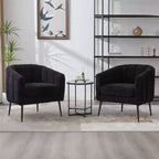 TUYOHW 30 Poltrona accent moderna con schienale trapuntato a canali, poltrona relax imbottita con gambe in metallo, comoda poltrona per soggiorno, camera da letto