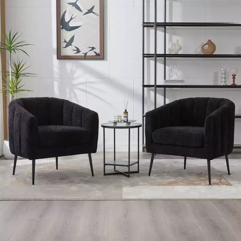 TUYOHW 30 Poltrona accent moderna con schienale trapuntato a canali, poltrona relax imbottita con gambe in metallo, comoda poltrona per soggiorno, camera da letto