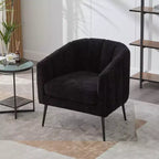 TUYOHW 30 Poltrona accent moderna con schienale trapuntato a canali, poltrona relax imbottita con gambe in metallo, comoda poltrona per soggiorno, camera da letto