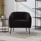 TUYOHW 30 Poltrona accent moderna con schienale trapuntato a canali, poltrona relax imbottita con gambe in metallo, comoda poltrona per soggiorno, camera da letto