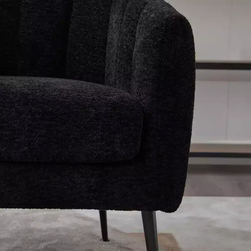 TUYOHW 30 Poltrona accent moderna con schienale trapuntato a canali, poltrona relax imbottita con gambe in metallo, comoda poltrona per soggiorno, camera da letto