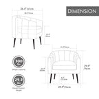TUYOHW 30 Poltrona accent moderna con schienale trapuntato a canali, poltrona relax imbottita con gambe in metallo, comoda poltrona per soggiorno, camera da letto