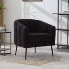 TUYOHW 30 Poltrona accent moderna con schienale trapuntato a canali, poltrona relax imbottita con gambe in metallo, comoda poltrona per soggiorno, camera da letto