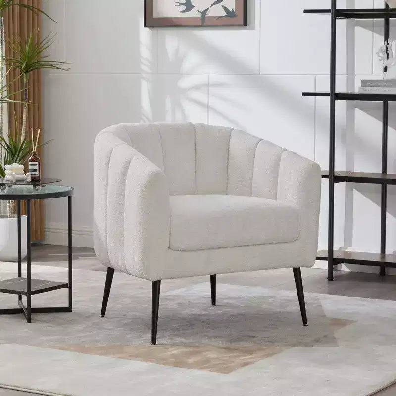 TUYOHW 30 Modern Accent Chair with Channel Tufted Backrest Upholstered Leisure Armchair with Metal Legs Comfy Chair for Living Room, Bedroom
