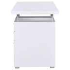 TUYOHW Bureau réversible 3 tiroirs, bureau d'ordinateur avec classeur, pieds en métal, 120 cm, bureau d'écriture moderne pour bureau à domicile, étude, chambre à coucher, blanc