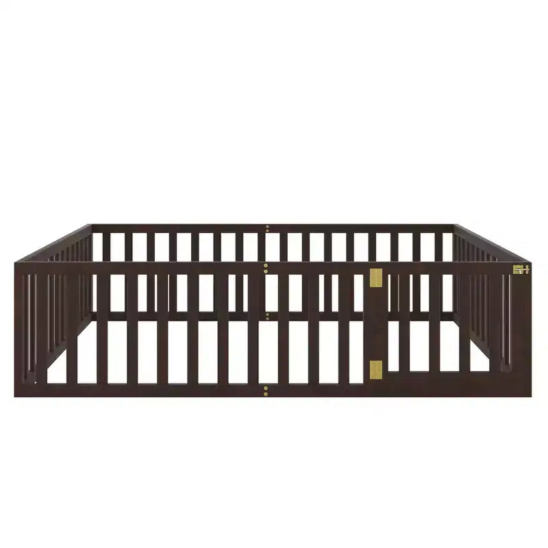 Luxystar Letto a Pavimento Queen Size in Legno con Recinzione e Porta