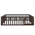 Luxystar Letto a Pavimento Queen Size in Legno con Recinzione e Porta