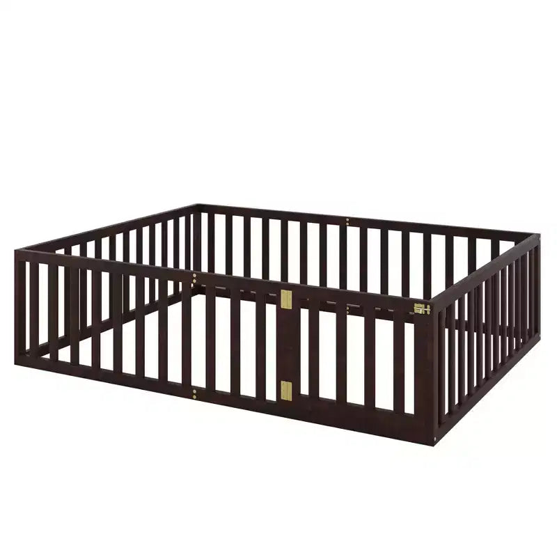 Luxystar Letto a Pavimento Queen Size in Legno con Recinzione e Porta