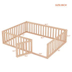 Luxystar Letto a Pavimento Queen Size in Legno con Recinzione e Porta