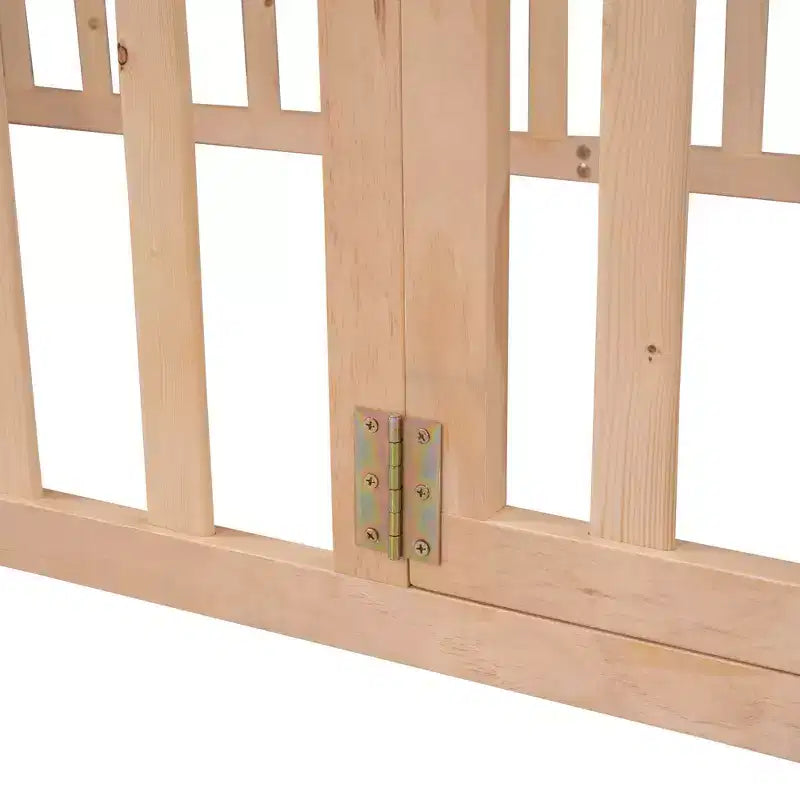 Luxystar Letto a Pavimento Queen Size in Legno con Recinzione e Porta