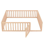 Luxystar Letto a Pavimento Queen Size in Legno con Recinzione e Porta