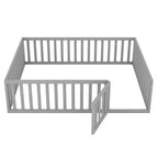 Luxystar Letto a Pavimento Queen Size in Legno con Recinzione e Porta