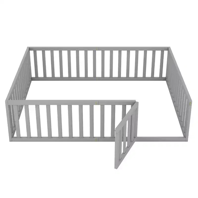 Luxystar Letto a Pavimento Queen Size in Legno con Recinzione e Porta