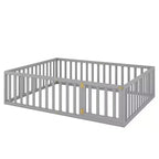 Luxystar Letto a Pavimento Queen Size in Legno con Recinzione e Porta