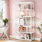Industrial Bookshelf Bookcase with 8 Open Storage Shelf