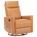Zeus & Ruta Brown PU Leather 360 Swivel Recliner Chair with Extra Large Footrest & Adjustable Backrest