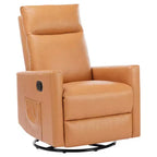 Zeus & Ruta Brown PU Leather 360 Swivel Recliner Chair with Extra Large Footrest & Adjustable Backrest
