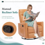 Poltrona reclinabile girevole a 360° Zeus & Ruta in pelle PU marrone con poggiapiedi extra-large e schienale regolabile