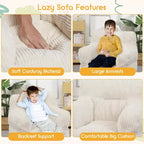 Pouf enfant avec motif ours fraise, canapé doux en velours côtelé pour tout-petits garçons et filles, siège confortable pour lire, jouer et faire la sieste