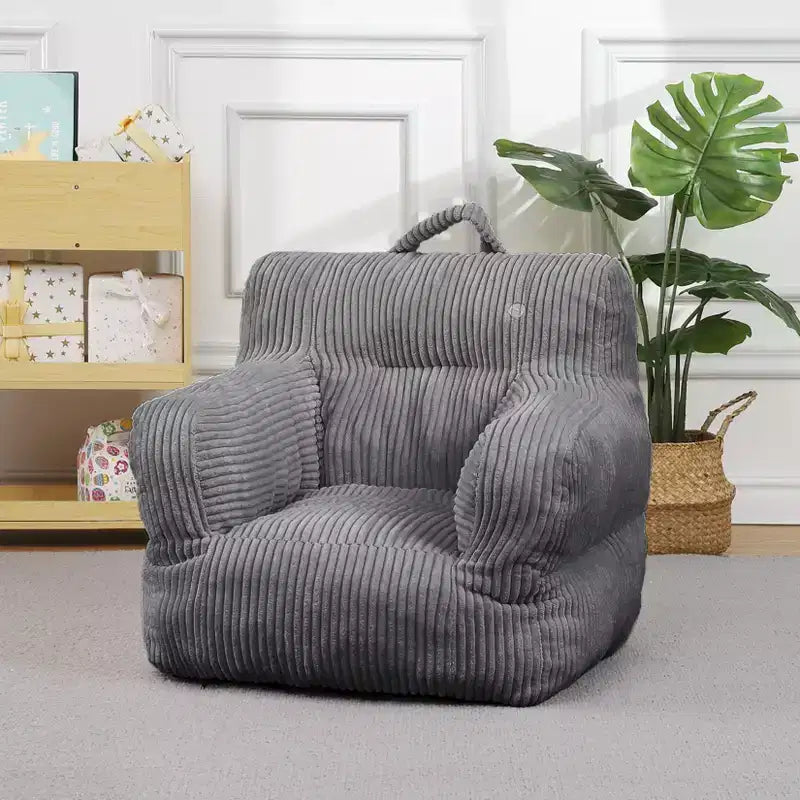 Pouf enfant avec motif ours fraise, canapé doux en velours côtelé pour tout-petits garçons et filles, siège confortable pour lire, jouer et faire la sieste