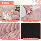 Pouf enfant avec motif ours fraise, canapé doux en velours côtelé pour tout-petits garçons et filles, siège confortable pour lire, jouer et faire la sieste