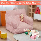 Pouf enfant avec motif ours fraise, canapé doux en velours côtelé pour tout-petits garçons et filles, siège confortable pour lire, jouer et faire la sieste