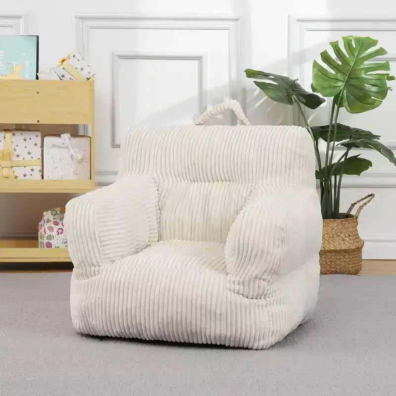 Pouf enfant avec motif ours fraise, canapé doux en velours côtelé pour tout-petits garçons et filles, siège confortable pour lire, jouer et faire la sieste